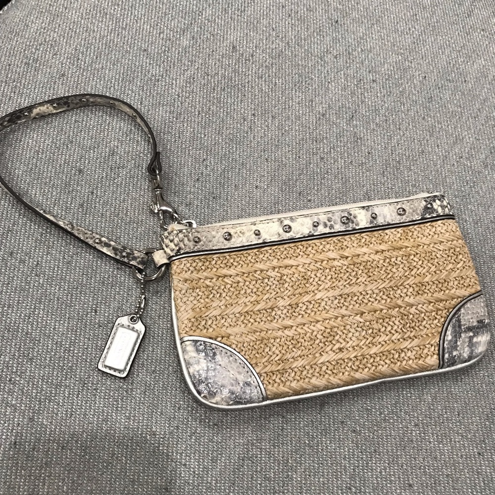 Coach straw wristlet